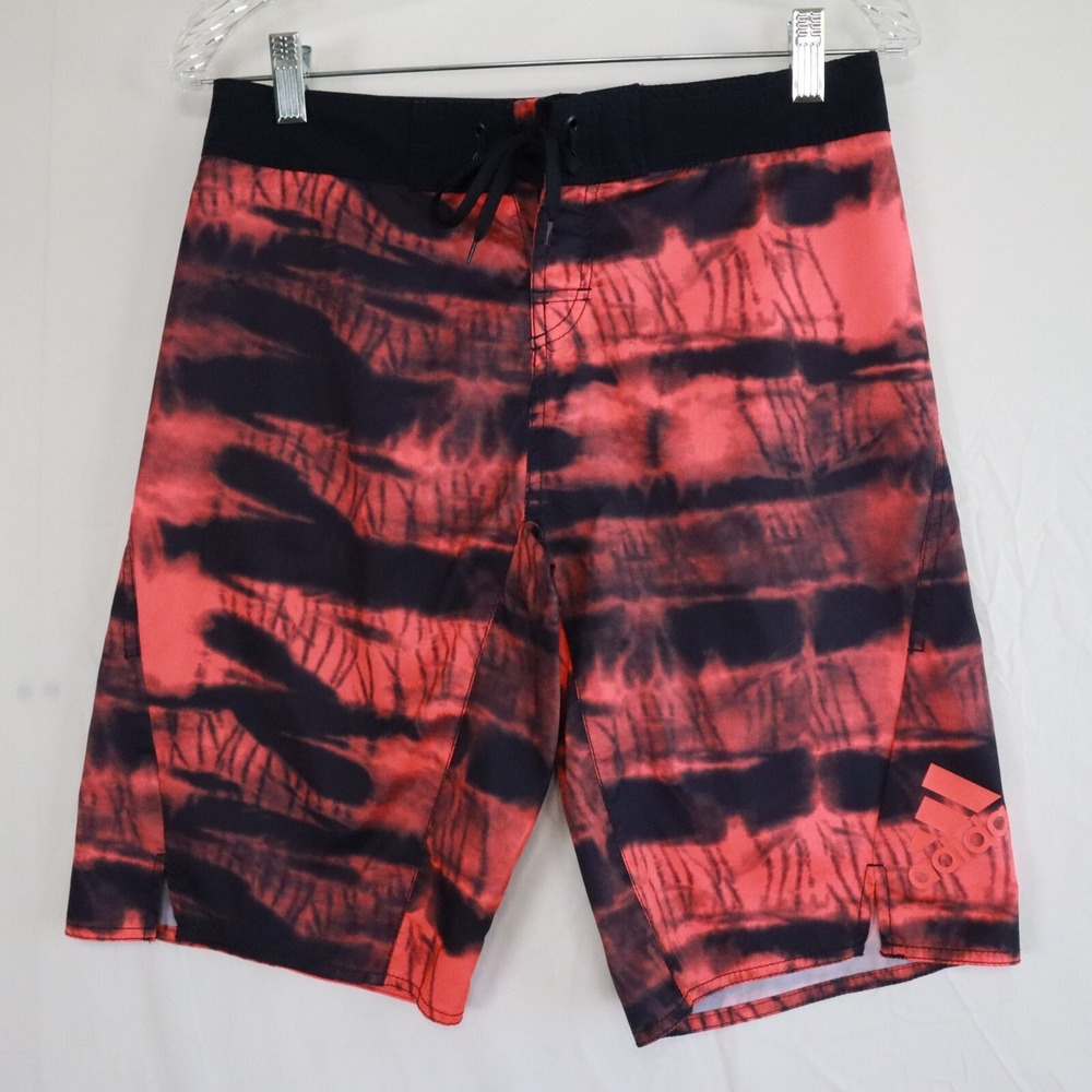 Adidas Board Shorts Mens 28 Surf Swim Beach Trunks Neon Orange‎ Tie Dye